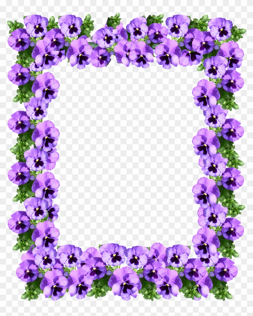 Frame Pansy Floral - Transparent Purple Floral Border #1730738