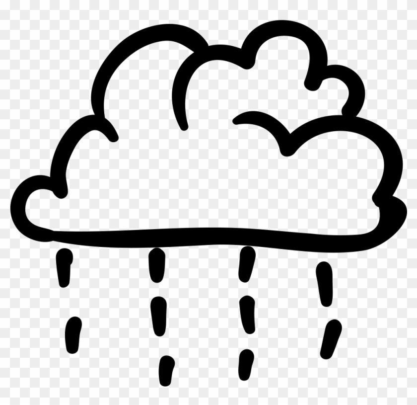 Cloud Of Rain With Raindrops Falling Handmade Symbol - Png Symbol Black And White Rain #1731558