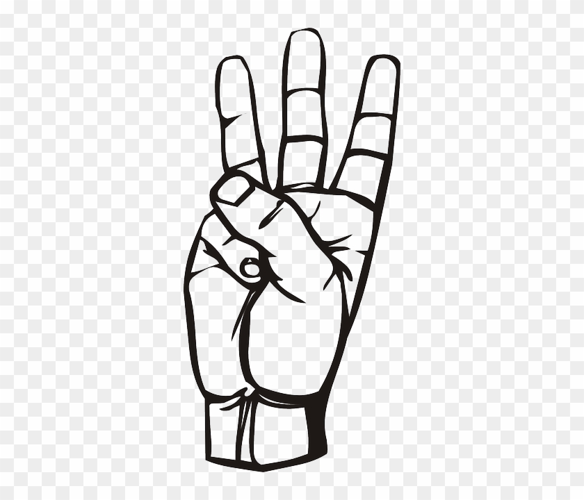 Three Fingers Cliparts - Letter W In Sign Language #262499