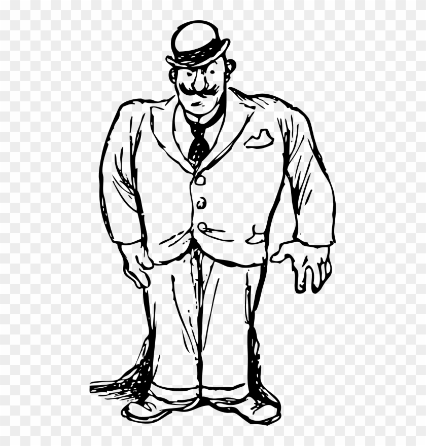 Free Guitarist Free Man With A Bowler - Tall Fat Man Cartoon #262570