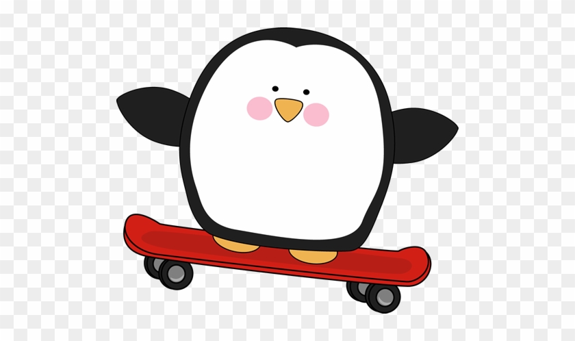 Penguin On A Skateboard Clip Art - Riding A Skateboard Clipart #262741