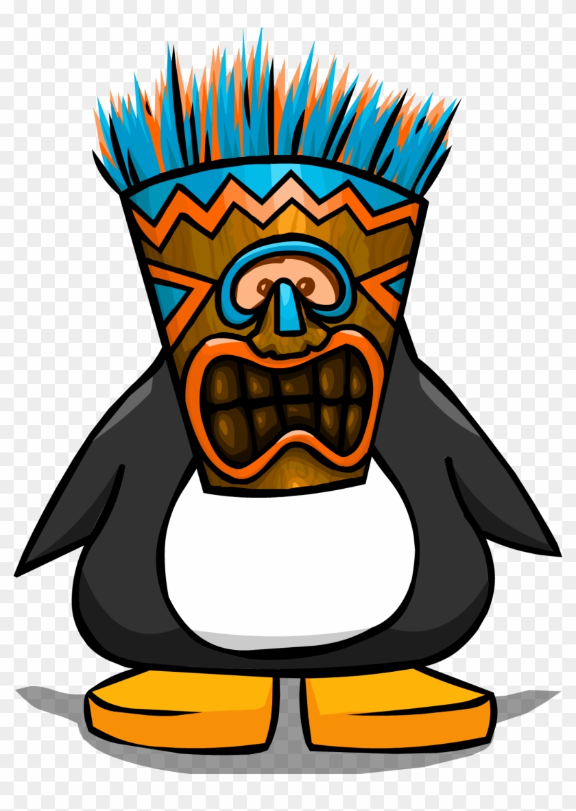 Blue Tiki Mask From A Player Card - Penguin With A Horn #262753