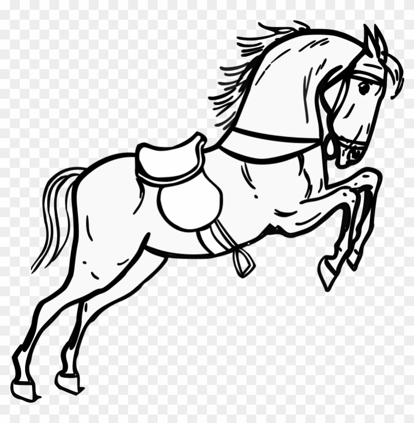 Jumping Horse Outline - Horse Black & White #262894