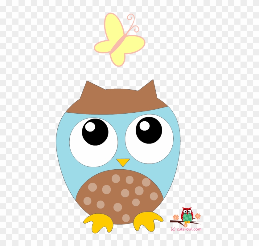 Blue Owl And Butterfly Sticker - Clip Art #263294