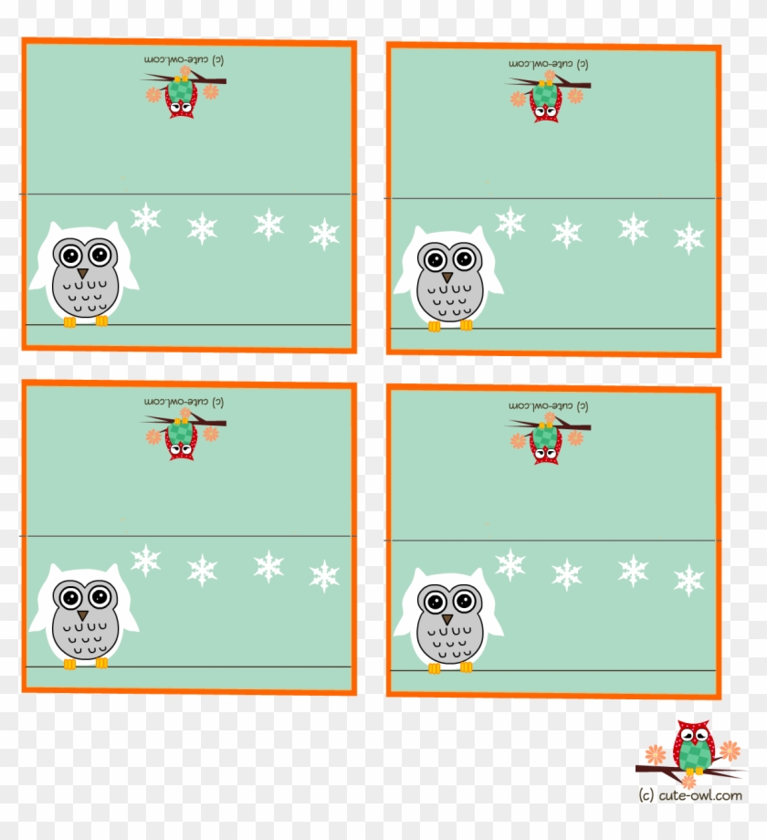 Cute Snowy Owl Party Place Cards - Place Cards Printable Free #263305