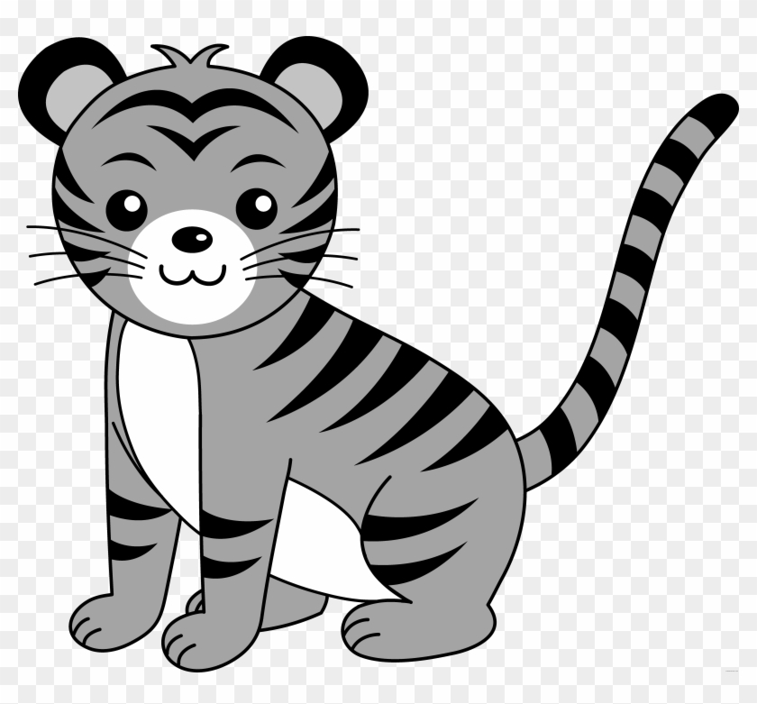 Baby Animals Animal Free Black White Clipart Images - Tiger Clipart #263364