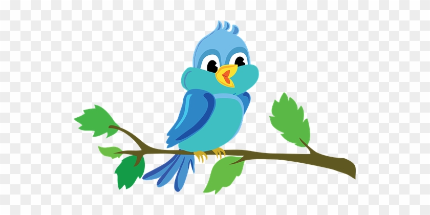 Bird Branch Cute Vector Blue Bird Bird Bir - Bird In A Tree Cartoon #263527