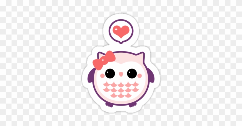 Super Cute Fat Pink Baby Owl Stickers - Owl #263543
