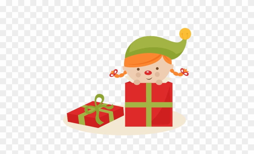 Girl Elf In Present Svg Cutting Files Christmas Svg - Scalable Vector Graphics #263597