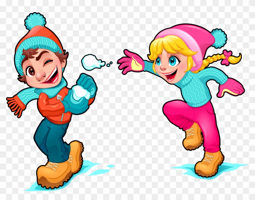 Cartoon Snow Play Illustration - Playing In The Snow Cartoon #264330