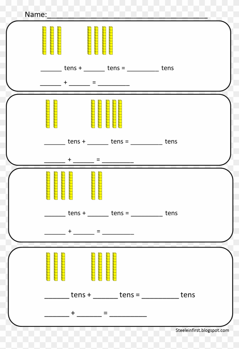 Inspiring Base 10 Blocks Clip Art Medium Size - Adding Two Digit Numbers To Multiples Of Ten #264686