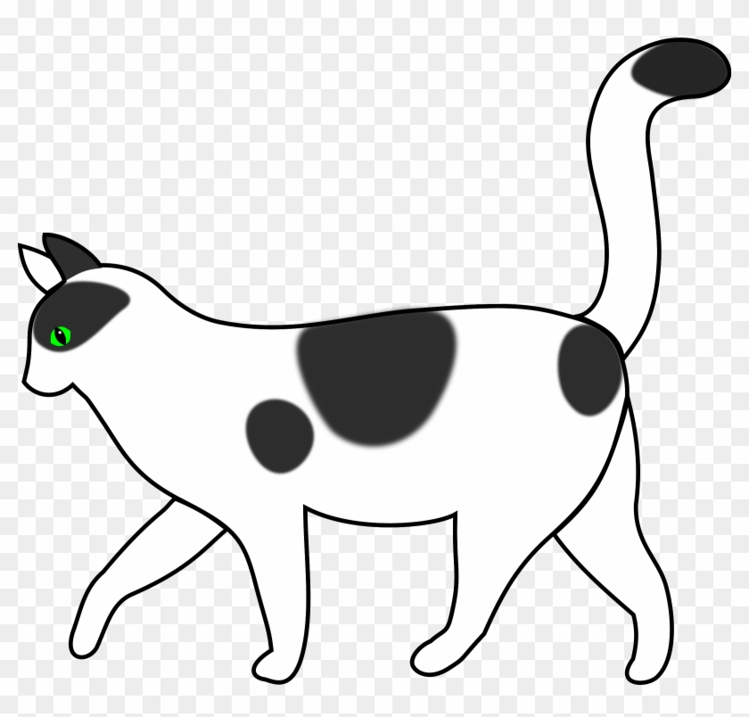 White Cat Walking - Cat Clip Art Black #265142