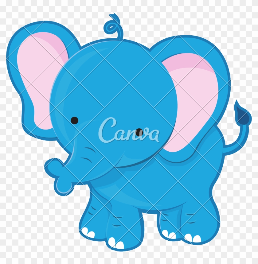 Blue Elephant - Cute Cartoon Elephant #1732596