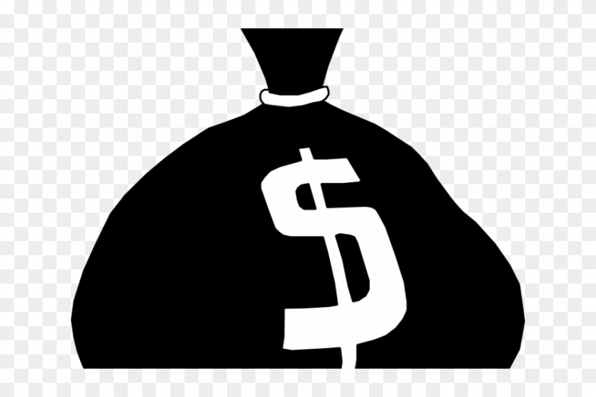 Monochrome Clipart Money - Money Bag Clip Art #1733334