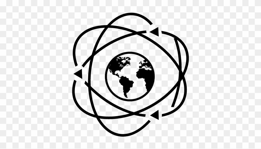 Earth In Atom Symbol Vector - Earth Globe Globe Black And White Clipart #1733356