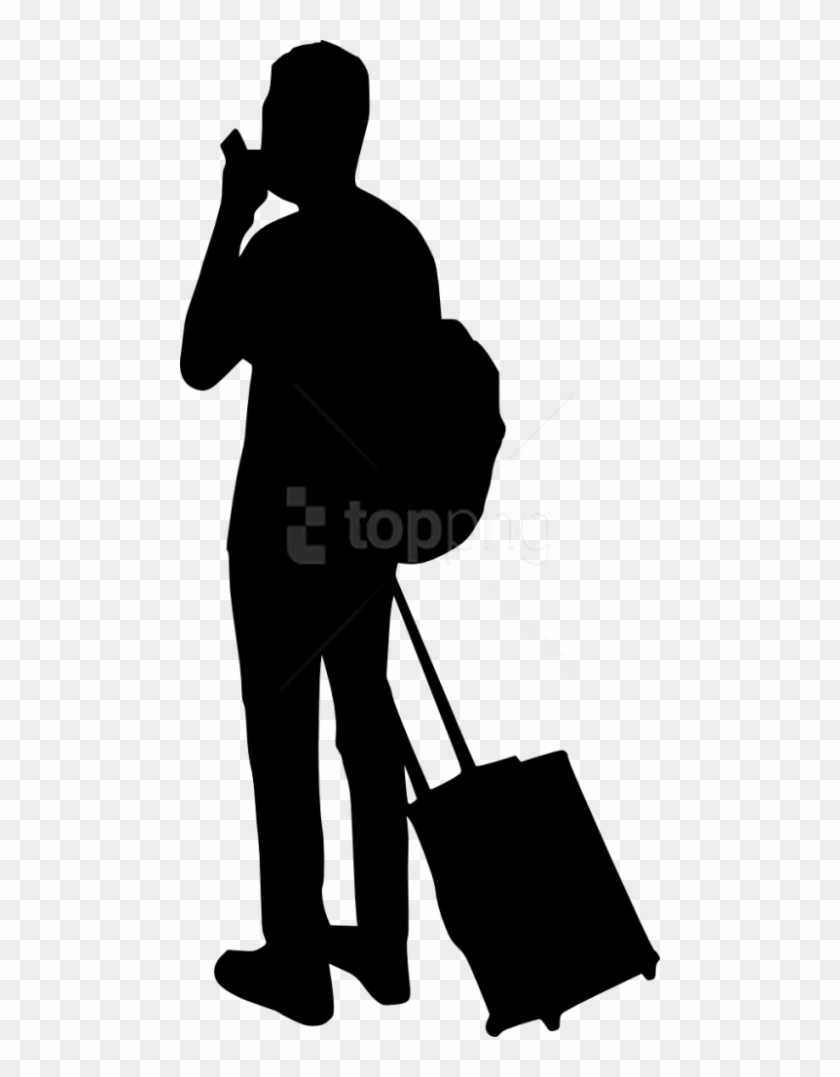 Free Png People With Luggage Silhouette Png - Silhouette With Suitcase Png #1733827
