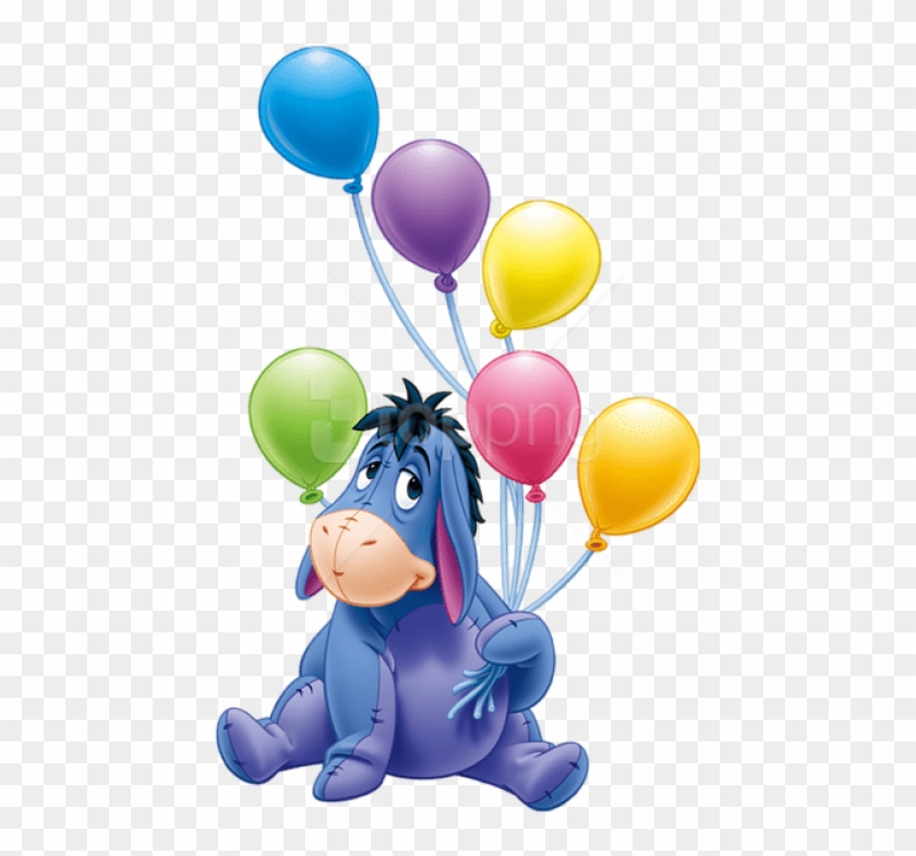 Free Png Download Eeyore With Balloonscartoon Clipart - Eeyore And Balloons #1735686