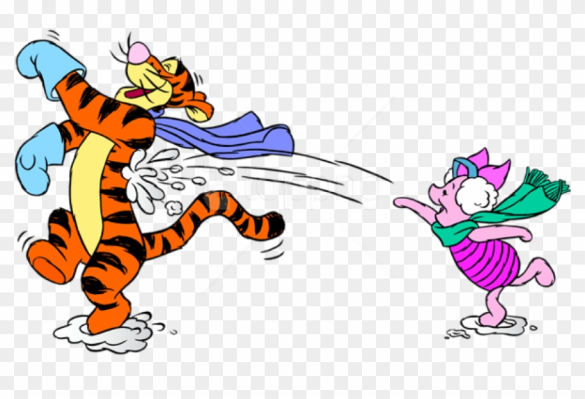 Free Png Download Tigger And Piglet With Snowballs - Tigger And Piglet Playing #1735687