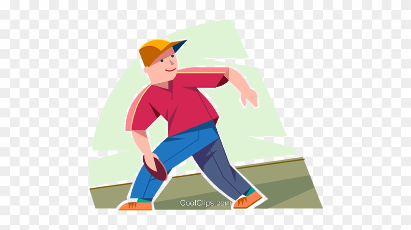 Boy Playing Frisbee Royalty Free Vector Clip Art Illustration - Cartoon #1735777