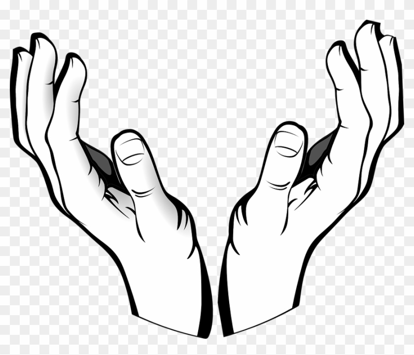 Hands Open Receiving Hold Up God Spirituality - Hand Line Art Png #1736167