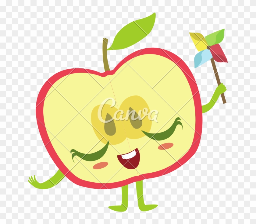 Sliced Apple Cartoon Icons - Apple Cute Anime #1736178