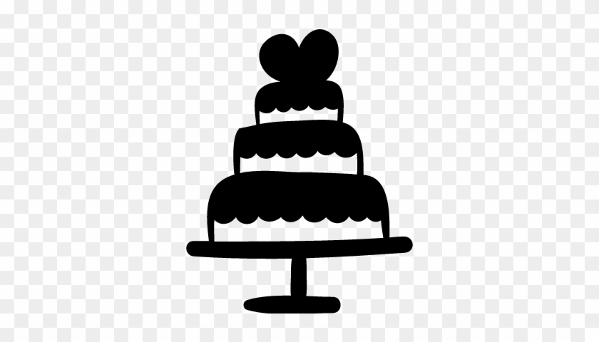 Wedding Cake With Heart Vector - Birthday Cake Png Icon #1736304