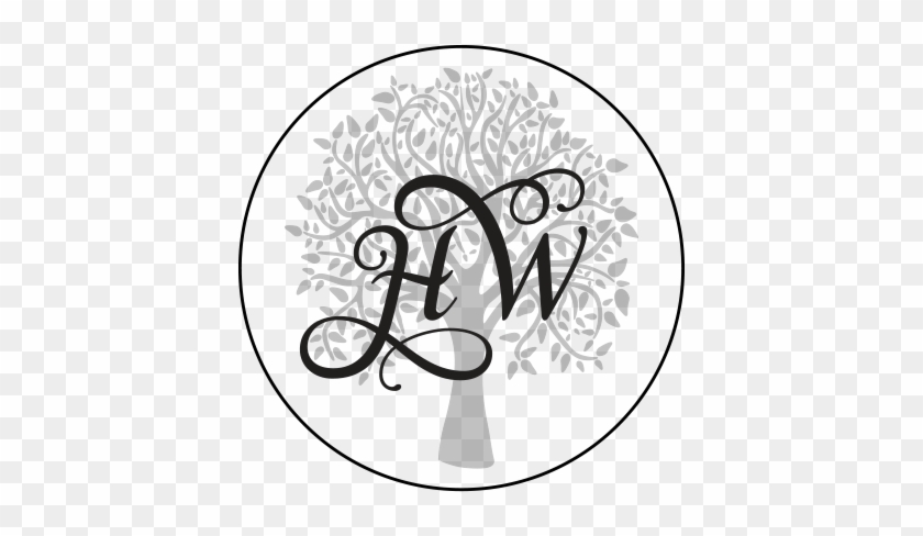 Hw, Hollows Weddings Circular Logo With Tree Background - Calligraphy #1736531