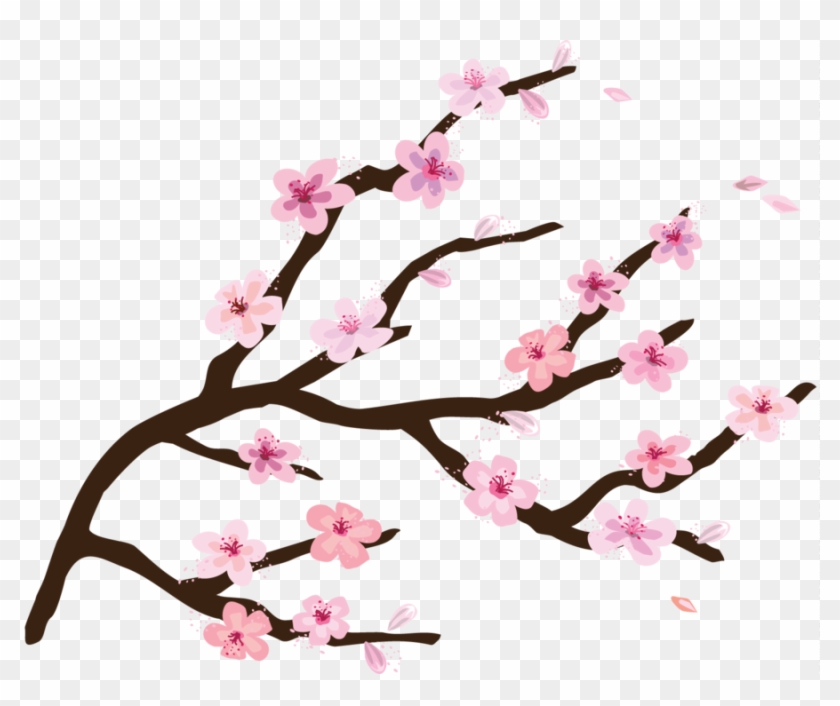Cartoon Cherry Blossom Branch Clipart Cherry Blossom - Clipart Cherry Blossom Tree Transparent Background #1737285