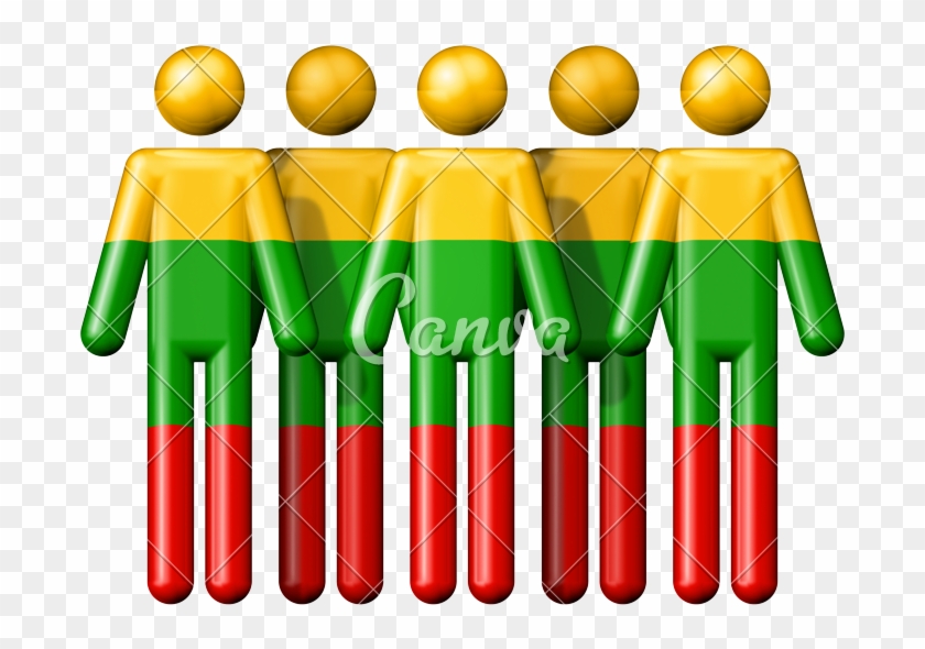 Flag Of Lithuania On Stick Figure - China Flag People Icon #1737313