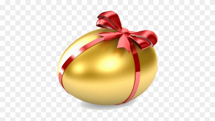 Gold Easter Egg With Ribbon - Gold Easter Egg Png #1737625