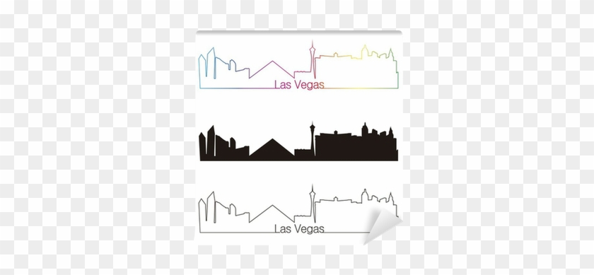 Las Vegas Skyline Linear Style With Rainbow Wall Mural - Las Vegas #1737867