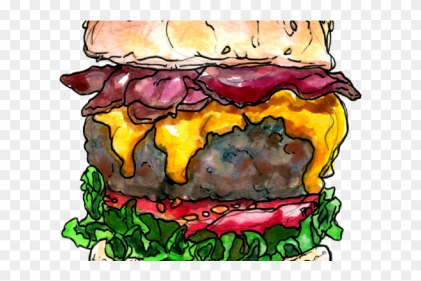 Burger Clipart Bacon Burger - Bacon Burger Drawing #1738019