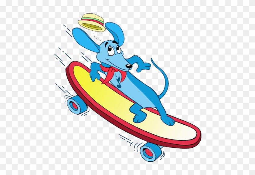 Longfellow Blue Wiener Dog On Skateboard - Cartoon #1738509