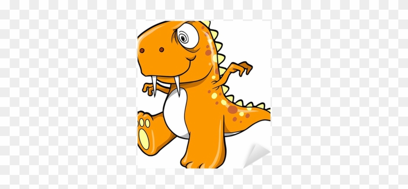 Crazy Insane Orange Dinosaur T-rex Vector Illustration - Baby Girl T Rex #1739262