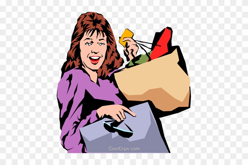 Woman Shopping Royalty Free Vector Clip Art Illustration - Quality #1739823