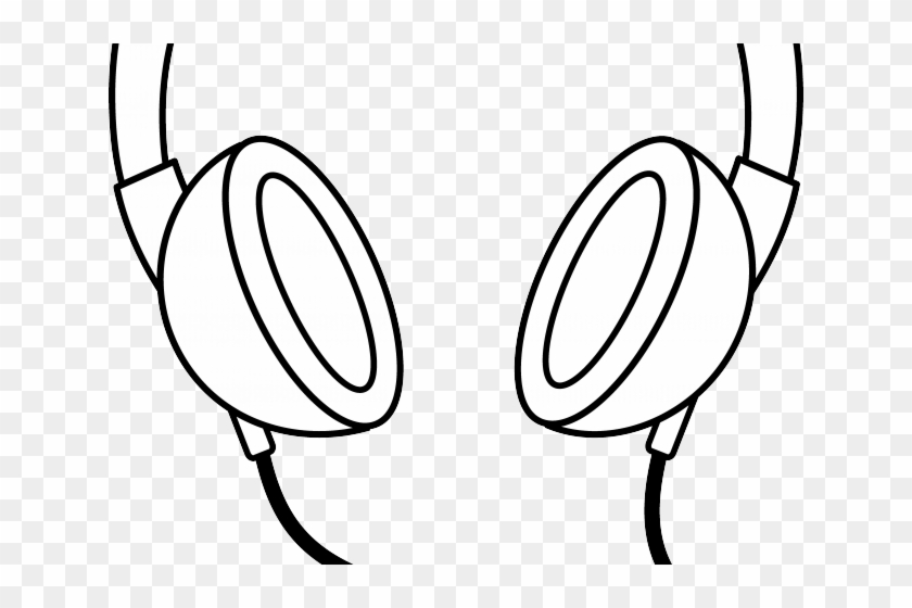 Ear Clipart Colouring Page - Headphones Clipart Black And White #1739897