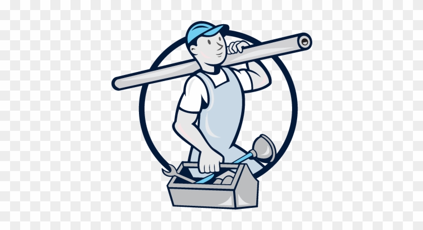 Remodeling Services - Plumber With Pipe Toolbox Cartoon #1740246
