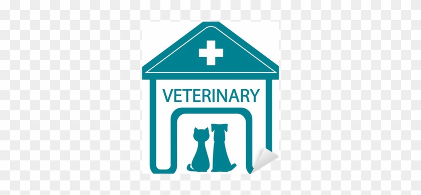 Veterinary Symbol With Home Clinic Silhouette And Pet - Veterinarian Sign #1740467