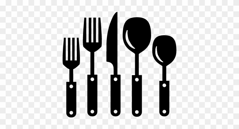 Cutlery Set Of Five Pieces Vector - Kitchen Utensils Logo Png #1740636