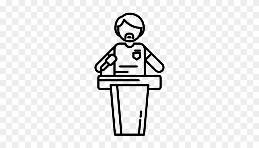 Man Giving A Speech Vector - Lecture Clip Art Black And White #1740775