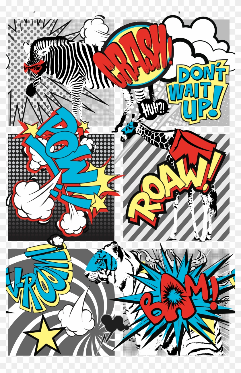 Downloadt Shirtdesigns Com 2121952 Super Hero Animal - Pop Art Comic Strip #1742419