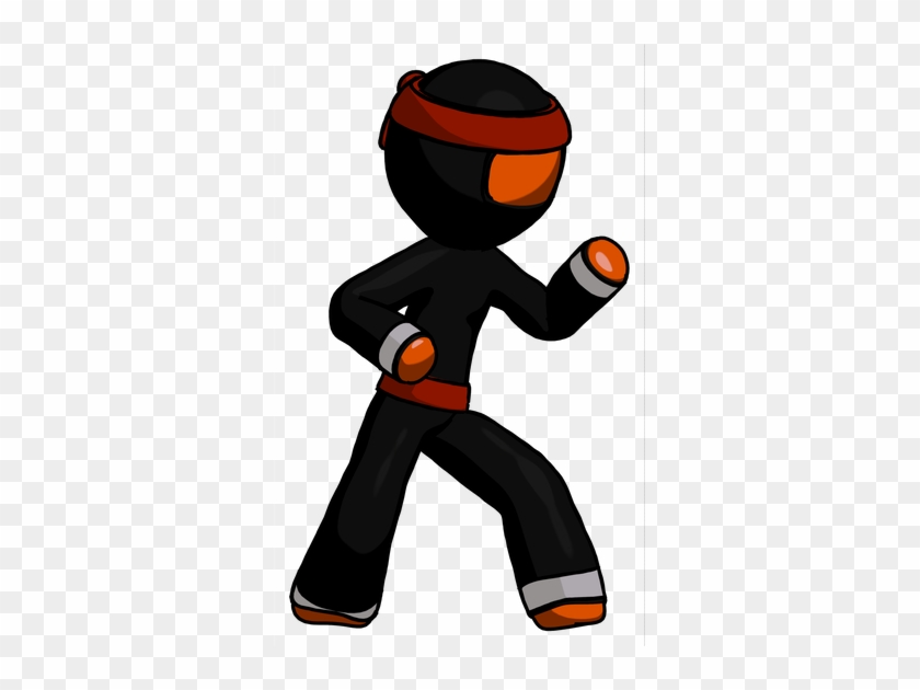 Orange Ninja Warrior Man Martial Arts Defense Pose - Orange Ninja Warrior Man Martial Arts Defense Pose #1743520