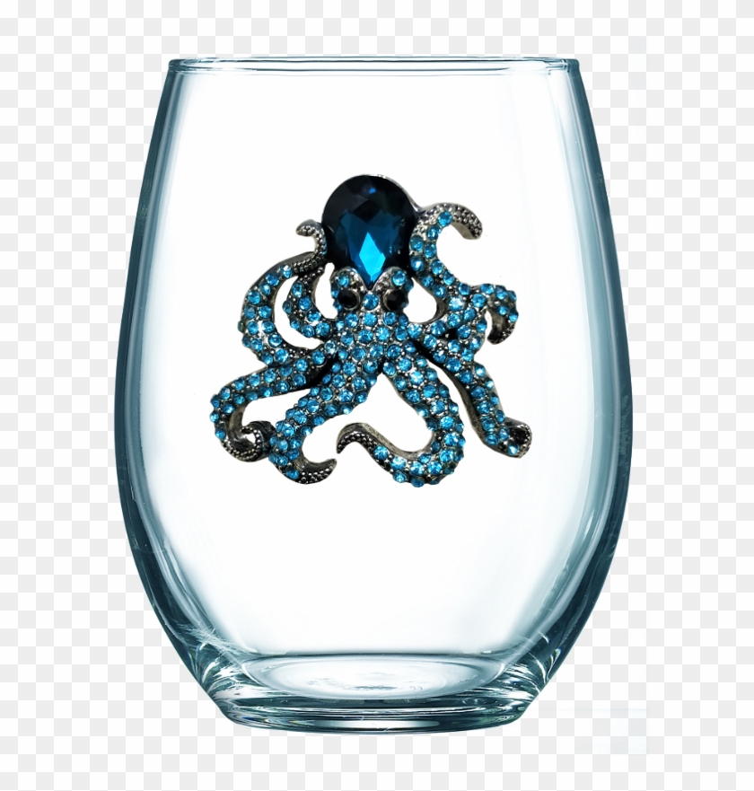 Octopus Jeweled Stemless Wine Glass - Octopus Wine Glasses #1744002