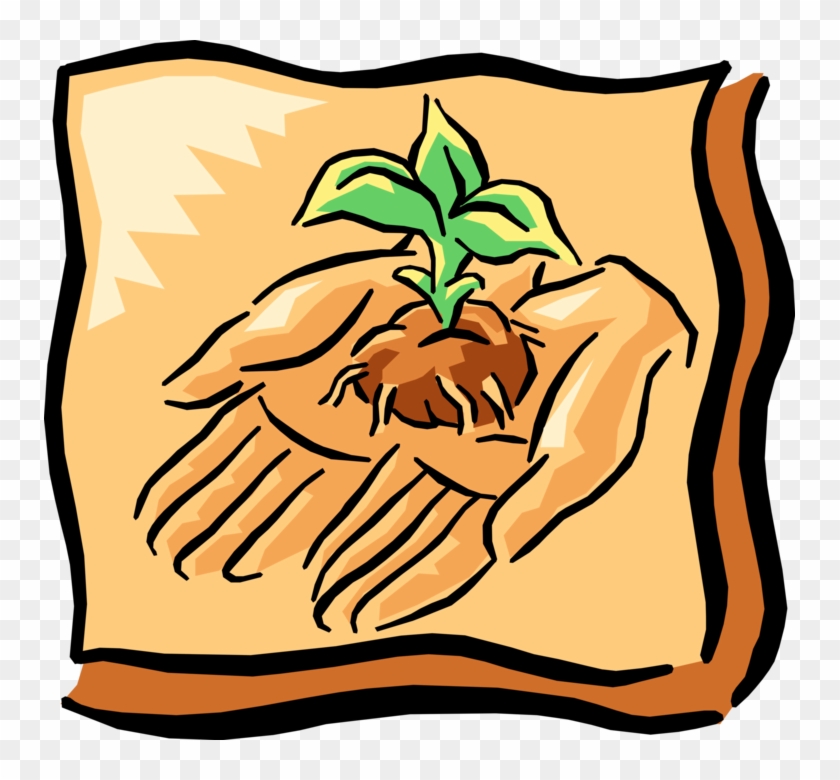Vector Illustration Of Hands Hold And Nurture Sprouting - Vector Illustration Of Hands Hold And Nurture Sprouting #1744400