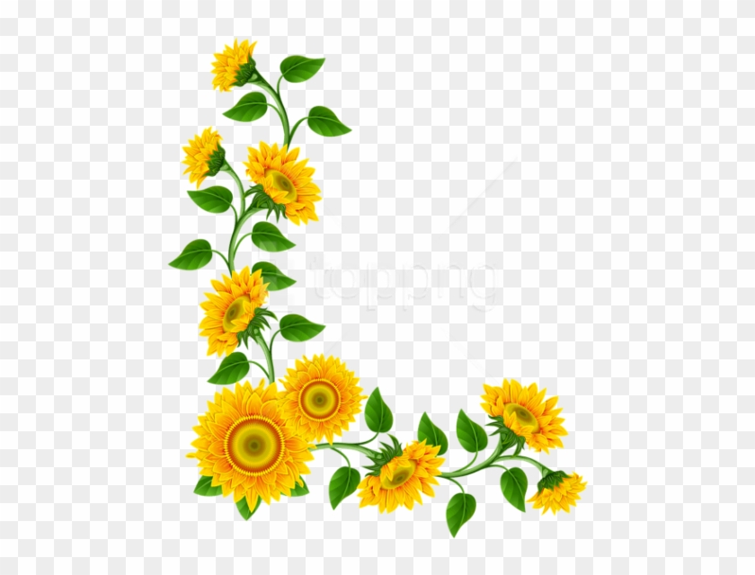 Free Png Download Sunflower Border Decoration Clipart - Sunflower Border Png #1744917