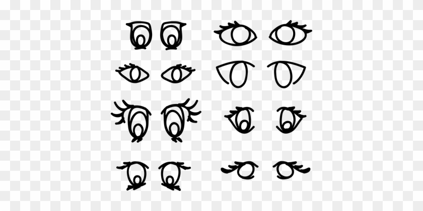 Eyes, Eye, Look, Woman, Female, Vision - Cartoon Eyeballs Black And White Clipart #1745447