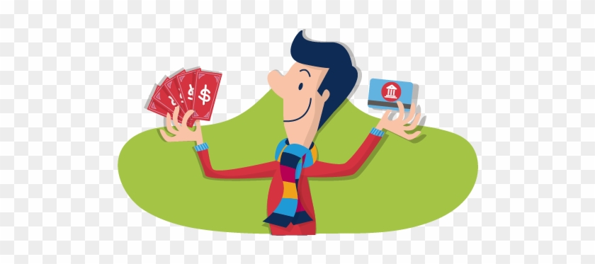 Persona Sosteniendo Con Una Mano Billetes Y Con La - Cartoon #1745889
