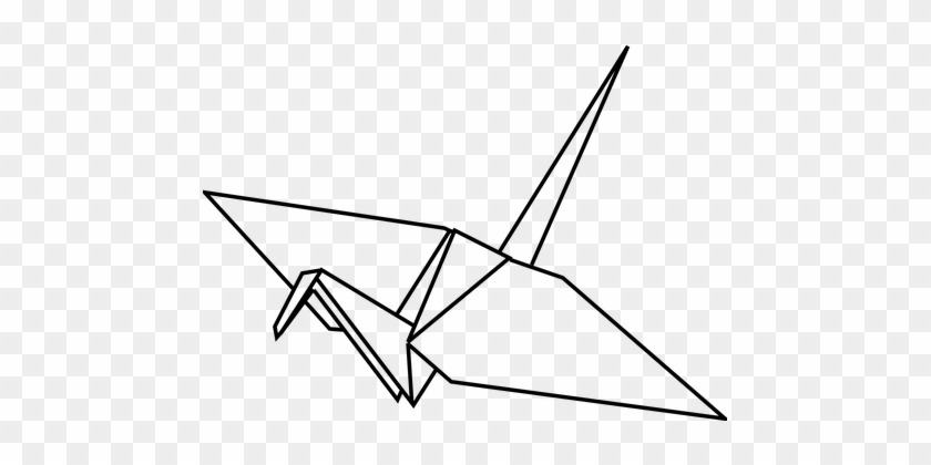 Origami, Folded Paper, Swan, Outline - Origami Crane Clipart #1746333