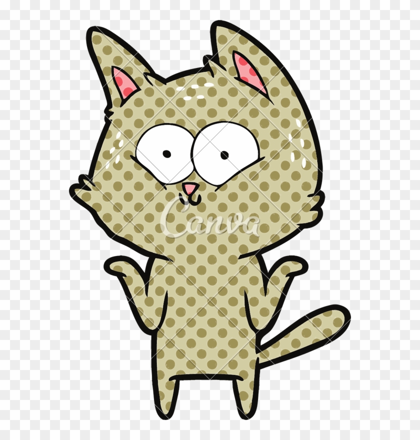 Cartoon Cat Shrugging Shoulders - Illustration #1747282