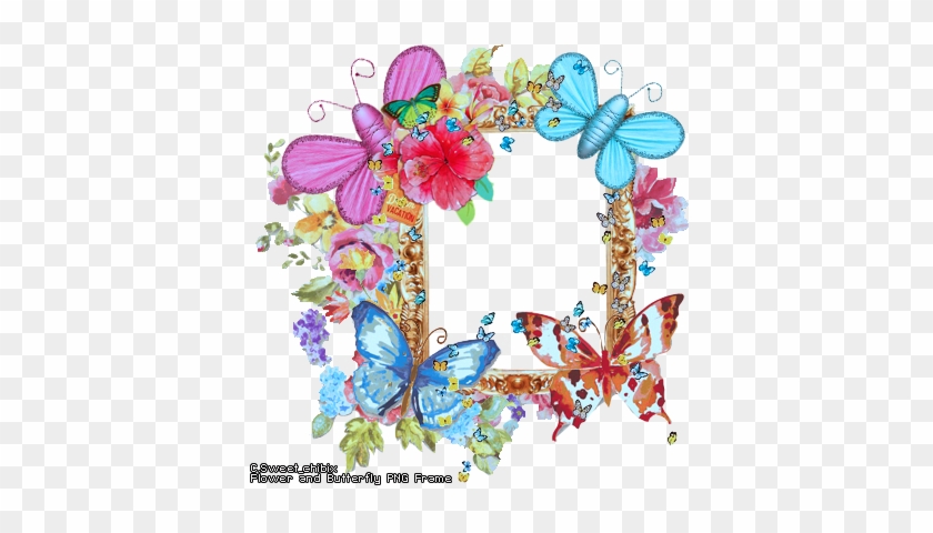 Flowers And Butterfly Frame Png #1747517